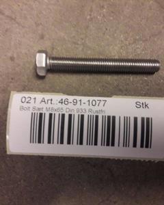 Hexagon head screw M 8x 65 DIN 933 SST